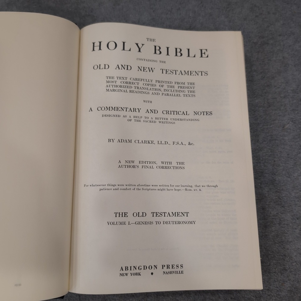 Clarke's Commentary Volume 1 Genesis - Deuteronomy Adam Clarke Abingdon‎ Press - Picture 2 of 4